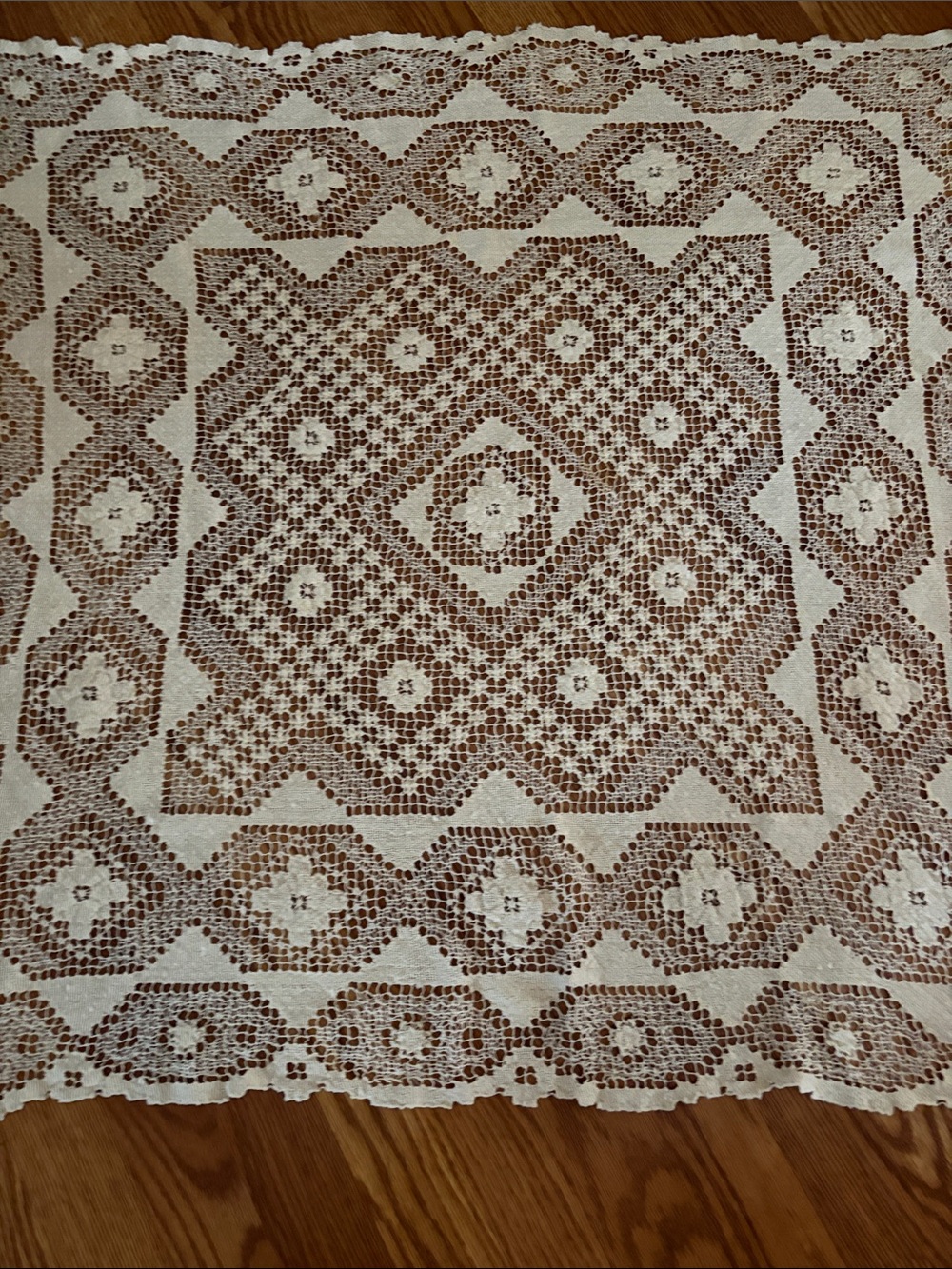 Handcrafted Cream and Brown Crochet Bedspread by